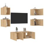 vidaXL Unités murales TV avec LED 6 Pièces chêne sonoma bois d'ingénierie