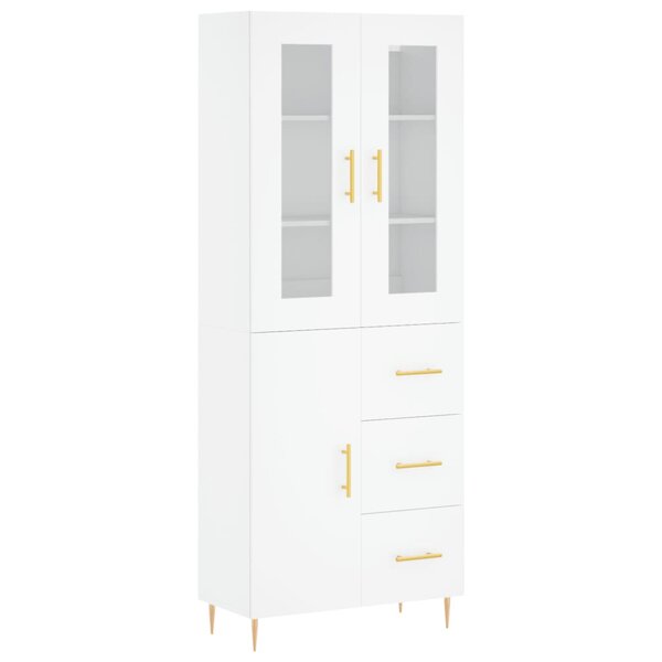 vidaXL Buffet haut Blanc 69 5x34x180 cm Bois d'ingénierie