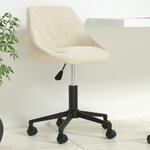 vidaXL Chaise pivotante de bureau Crème Velours