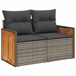 vidaXL Salon de jardin 5 Pièces avec coussins gris résine tressée