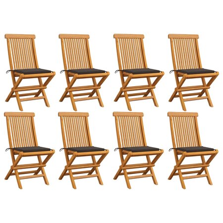 vidaXL Chaises de jardin et coussins taupe lot de 8 Bois teck massif