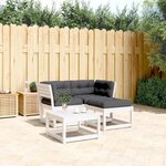 vidaXL Salon de jardin 3 Pièces avec coussins blanc bois massif de pin