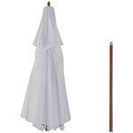 Parasol en bois peuplier droit 2 toit polyester 180 g/m² dia. 2 7 x 2 6H m blanc
