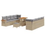 vidaXL Ensemble de canapés jardin 11 pièces avec coussins en poly rotin beige et acacia
