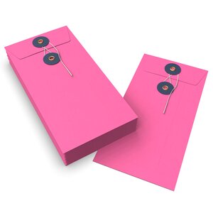 Lot de 20 enveloppes rose + bleu marine à rondelle et ficelle 220x110