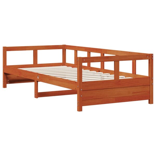 vidaXL Lit de jour sans matelas cire marron 90x200 cm bois pin massif
