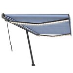 vidaXL Auvent manuel rétractable avec LED 500x350 cm Bleu et blanc