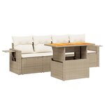 vidaXL Salon de jardin avec coussins 5 Pièces beige résine tressée