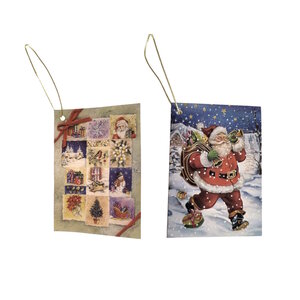 6 Étiquettes Cadeaux Noël Attache Fil Doré - Père Noêl Scènes de Noêl