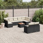 vidaXL Salon de jardin 10 Pièces avec coussins noir résine tressée