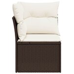 vidaXL Canapé d'angle de jardin avec coussins marron résine tressée