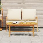 vidaXL Ensemble Bistro 2 pièces avec coussins en bois massif d'acacia