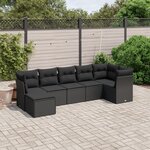 vidaXL Salon de jardin 7 Pièces avec coussins noir résine tressée