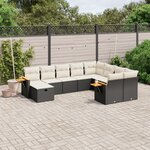 vidaXL Salon de jardin 10 Pièces avec coussins noir résine tressée
