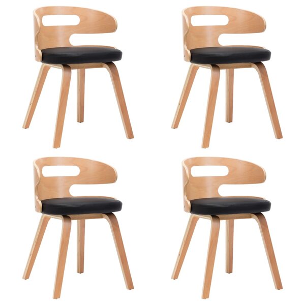 vidaXL Chaises à manger lot de 4 noir bois courbé et similicuir