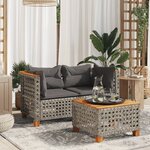 vidaXL Canapés d'angle de jardin et coussins 2 Pièces gris résine tressée