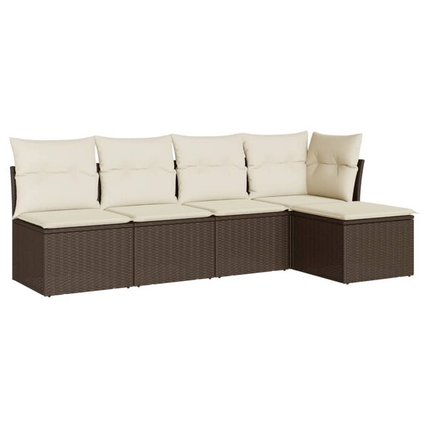 vidaXL Salon de jardin avec coussins 5 Pièces marron résine tressée