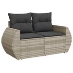 vidaXL Salon de jardin 9 Pièces avec coussins gris clair résine tressée