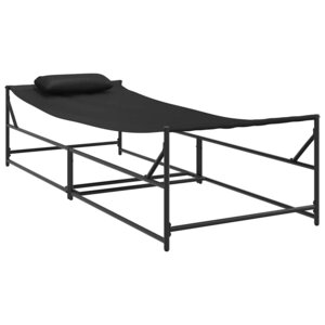vidaXL Transat de Jardin 2 Pièces Noir Acier enduit de poudre