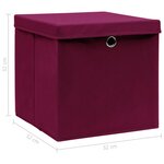 vidaXL Boîtes de rangement 4 Pièces Rouge foncé 32x32x32 cm Tissu