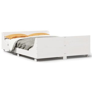 vidaXL Cadre de lit sans matelas blanc 135x190 cm bois de pin massif