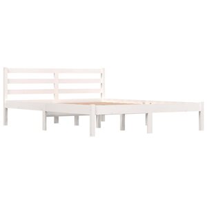 vidaXL Cadre de lit Bois de pin massif 120x190 cm Blanc petit double