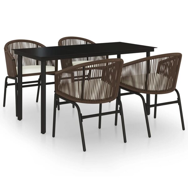 vidaXL Ensemble de salle à manger de jardin 5 Pièces Marron