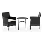 vidaXL Mobilier à dîner de jardin 3 Pièces Résine tressée Noir