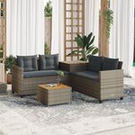 vidaXL Canapé de jardin avec table et coussins en forme de L gris