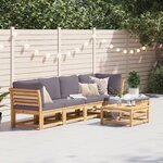 vidaXL Salon de jardin 6 Pièces avec coussins bois d'acacia solide
