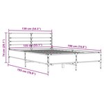 vidaXL Cadre de lit chêne fumé 135x190 cm bois d'ingénierie et métal