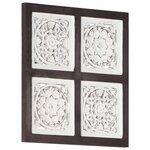 vidaXL Panneau mural sculpté à la main MDF 40x40x1 5cm Marron et blanc