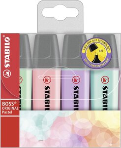 Etui de 4 surligneurs stabilo boss original pastel assortis x 5 stabilo