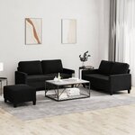 vidaXL Ensemble de canapés 3 Pièces avec coussins Noir Velours
