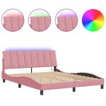 vidaXL Cadre de lit avec lumières LED rose 160x200 cm velours