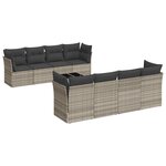 vidaXL Salon de jardin 9 Pièces avec coussins gris clair résine tressée