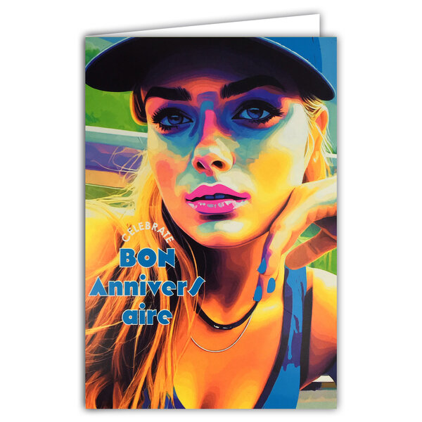Carte FLUO Bon ANNIVERSAIRE Let's celebrate Fille Femme avec Enveloppe 12x17,5cm