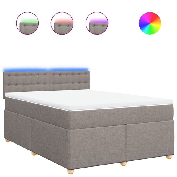vidaXL Sommier à lattes de lit avec matelas Taupe 160x200 cm Tissu