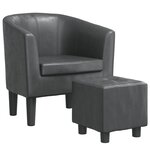 vidaXL Fauteuil cabriolet avec repose-pied gris similicuir