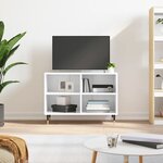 vidaXL Meuble TV blanc brillant 69 5 x 30 x 50 cm bois d'ingénierie