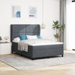 Lit sommier avec matelas vidaXL Gris foncé 160x200 cm Velours