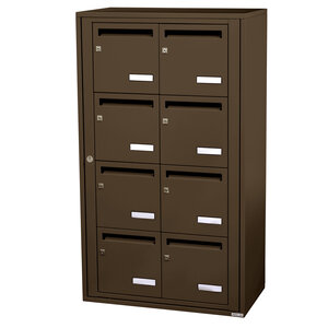 Bloc collectif leabox.com 2x4 grade 3 simple face Intérieur fixation murale Brun Sepia RAL 8014 finition brillante