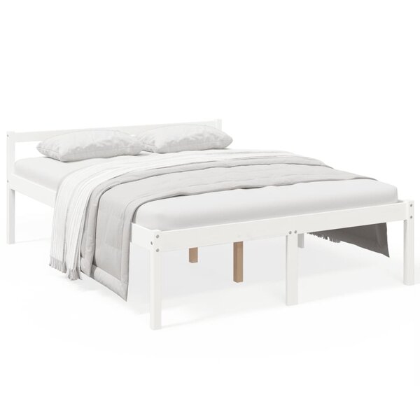 vidaXL Lit pour personne âgée blanc 150x200 cm bois de pin massif