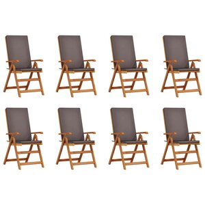 vidaXL Chaise de jardin 8 Pièces Marron 57 x 71.5 x 104cm Teck massif