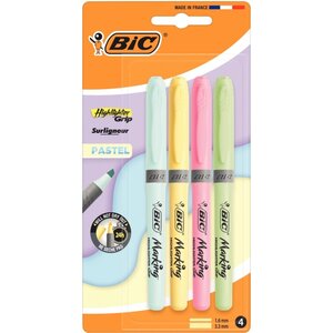 Blister de 4 surligneurs Highlighter grip pastel