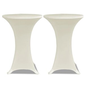 Housse de table Ø 80 cm Crème extensible 2 Pièces