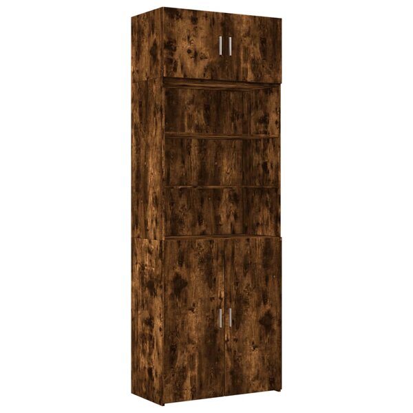 vidaXL Armoire de rangement chêne fumé 80x42 5x225cm bois d'ingénierie