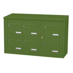 Bloc collectif leabox.com 3x2 grade 3 simple face Extérieur fixation murale Vert mai RAL 6017 finition brillante