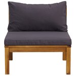 vidaXL Salon de jardin 2 Pièces avec coussins gris foncé Bois d'acacia