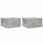 vidaXL Tables de chevet murales 2 Pièces gris béton 35x35x20 cm